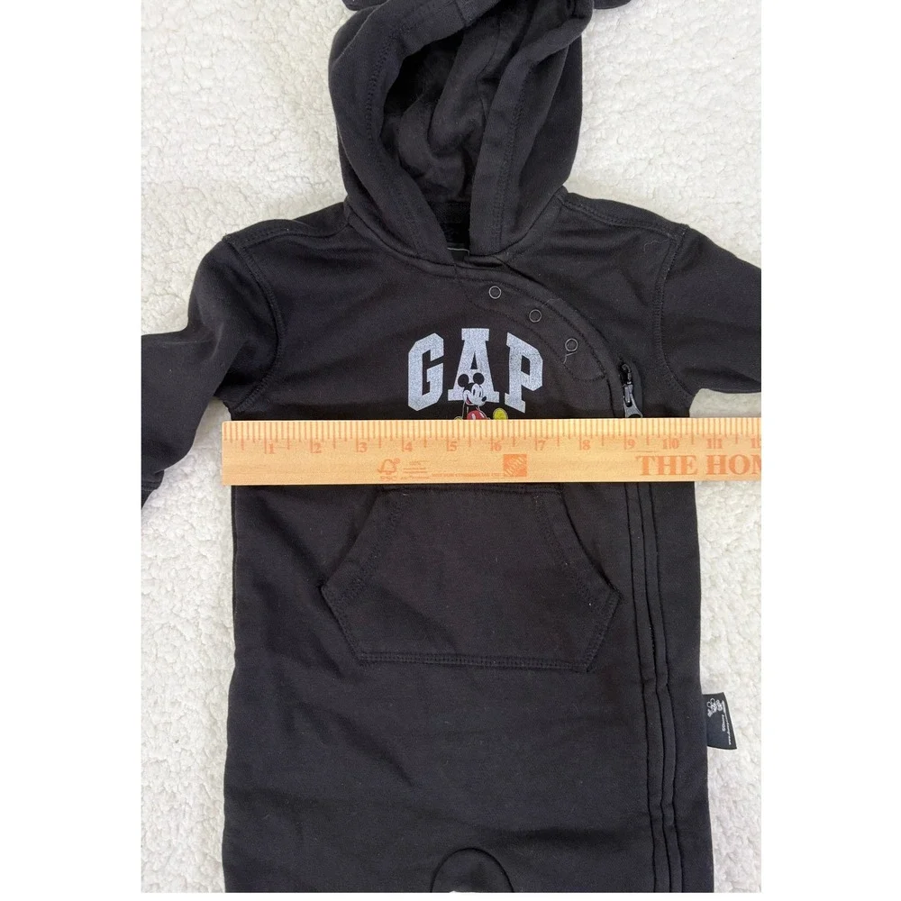 Gap x Disney Mickey Mouse Ear Hooded Romper Black Baby 3-6 Months Jumpsuit